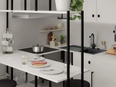 Minimalistic Tiny Space Interior Design 3D model