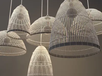 Rattan Lighting Set 4 3D model