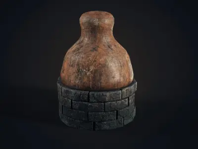 Handmade clay oven Low-poly 3D model