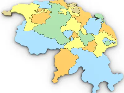 3D Political Map of Switzerland 3D model