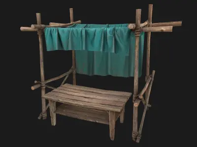 Market Stalls Blue Tent Low-poly 3D model