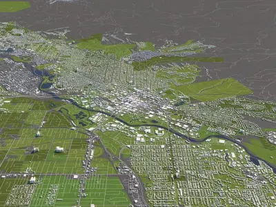 Boise Idaho USA 50x50km 3D City Map 3D model