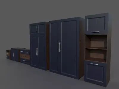 Furniture set cabinet with two doors 3D model