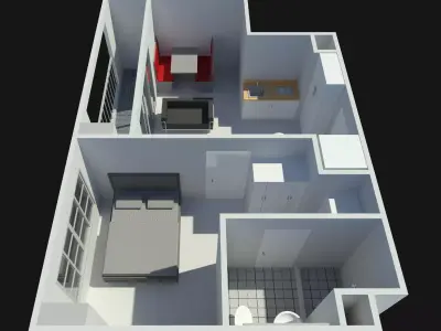 Apartment room by REVIT 25R08 3D model