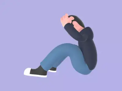 Stylized 3D Frustrated Male Programmer Cartoon-Sitting on Floor 3D model