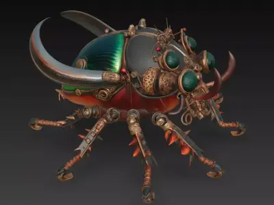 Steampunk Mechanical Beetle Robot 3D Model 3D print model