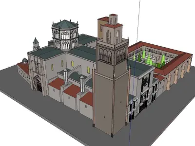 Architecture-Religion-God-Culture-Temple-0276 church with two... 3D model