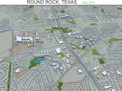 Round Rock Texas 30km Low-poly 3D model