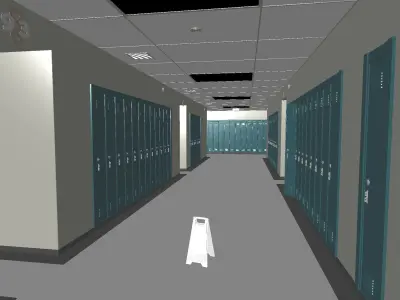 School Corridor Low-poly 3D model