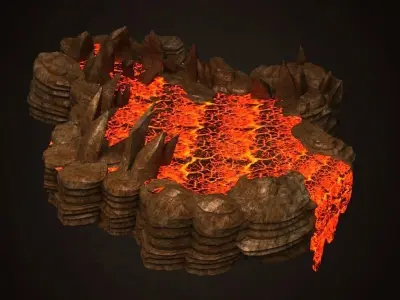 Craters mountains Grand Canyon Hell  Canyon sea of fire  3D model