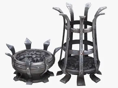  Brazier lighting pack Low-poly 3D model