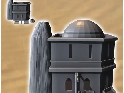 Medieval desert roof dome building with shopping baskets and flo 3D print model