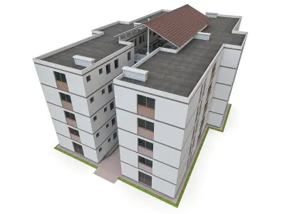 Apartment Block Low-poly 3D model