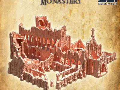 Ruined Monastery  Tabletop Terrain 28 MM 3D print model