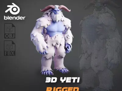 Yeti - Rigged Stylized Creature 3D Model for Blender Low-poly 3D model