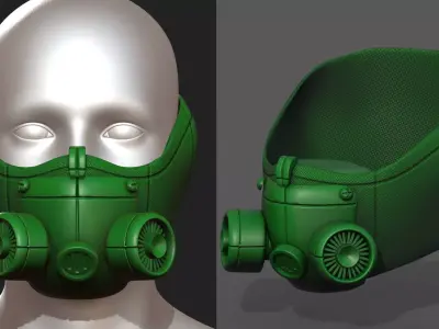 Gas mask respirator scifi futuristic 3d  Low-poly 3D model 11