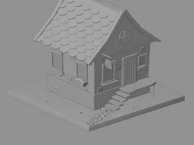 cute house low-poly game-ready Low-poly 3D model