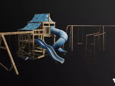 Post Apocalyptic Playground Equipment VOL 2 Low-poly 3D model