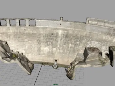 Water Dam Low-poly 3D model