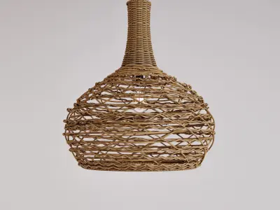 Realistic Rattan Pendant Lights High Detail 3D model