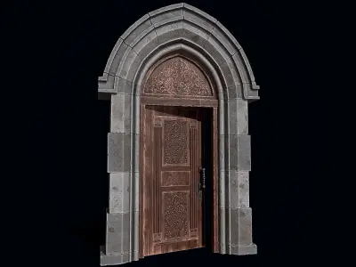Gothic Castle Door Low-poly 3D model