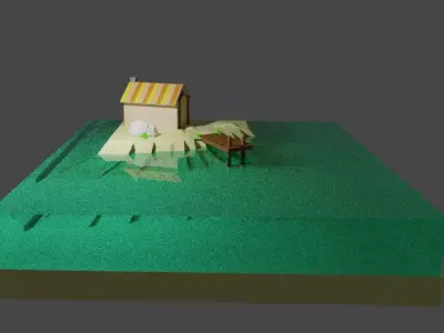 House in the island in water  3D model