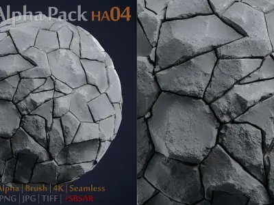 Stone and Tile Alpha Brush - HA04 - 4K - 16bit - SBSAR Texture