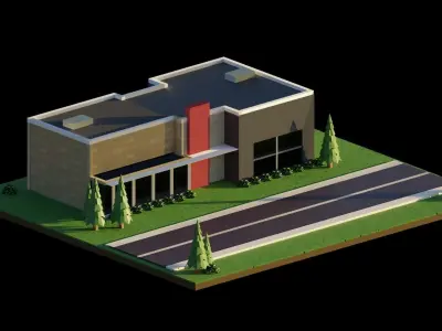 bulding store full set Low-poly 3D model