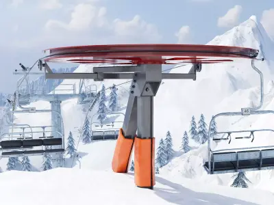 Modular Ski Lift Asset Pack Low-poly 3D model