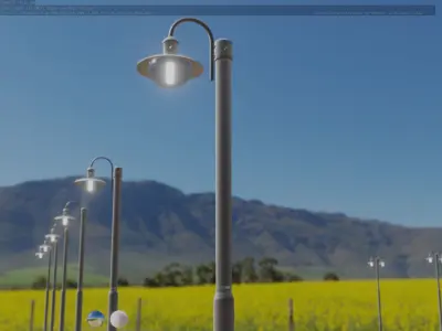 Street Light -7- Matt Black Version -1 Lamp- Low-poly 3D model