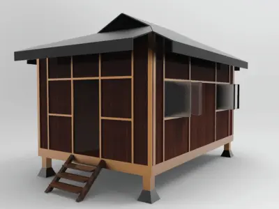 3D Shelter Rumah Melayu Limas Low-poly 3D model