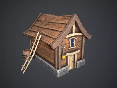 Cartoon House Low-poly 3D model 11