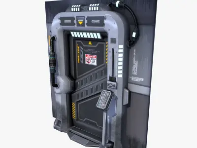 Sci-Fi Door Gate Game Ready Low Poly Low-poly 3D model
