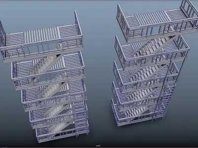 Fire escape -  game ready - pbr Low-poly 3D model