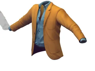 Cartoon High Poly Subdivision Blue Shirt Jacket 3D Model Low-poly 3D model