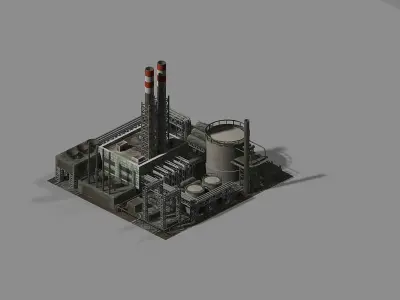 Heterogeneous-building-chemical plant 3D model