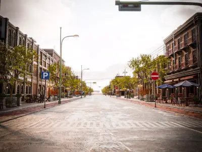 URBAN CITY SCENE WITH ALL THE ASSETS Low-poly 3D model