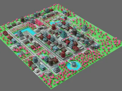 Japan City Low-poly 3D model