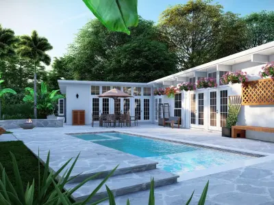 3D Exterior Scene 3D model design garden and landscape 3D  3D model