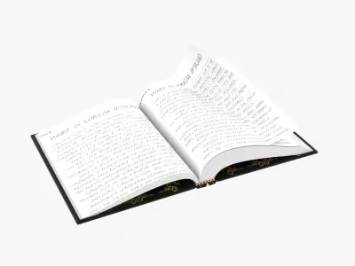 Black Cover Rigged and Animated Book Low Poly 3D Model