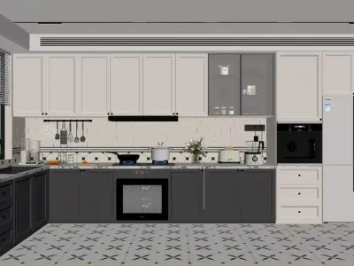 French Light Luxury Kitchen 3D model