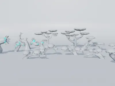 LowPoly alien trees 3D model