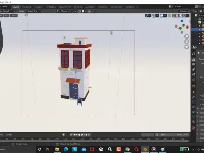 Low poly building toy house with windows and doors 3D model
