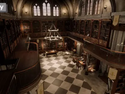Medieval Fantasy Library model pack low-poly PBR Low-poly 3D model