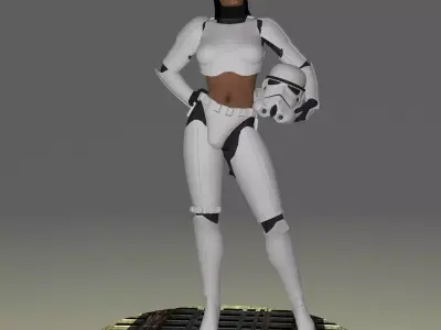 Femtrooper female stormtrooper on platform 3D model