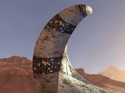 Post Apocalyptic Rusted Building Night Windows 3D model