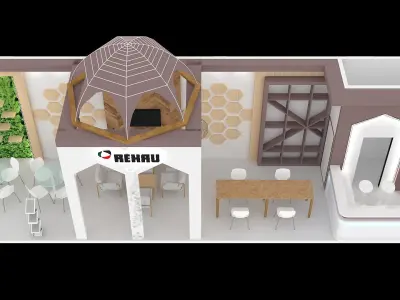Booth Exhibition Design size 3x12 m with two open sides  Low-poly 3D model