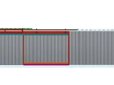 40 feet modified container with top and side sliding door 3D model