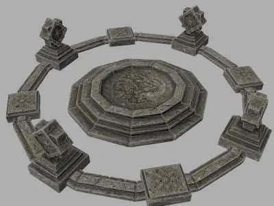 temple 2 stone circle with stones Low-poly 3D model