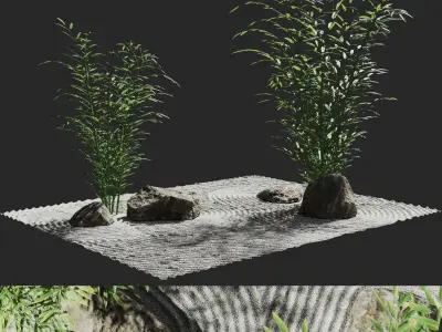 Lowpoly Japanese Rock Zen Garden 06 - PBR Low-poly 3D model